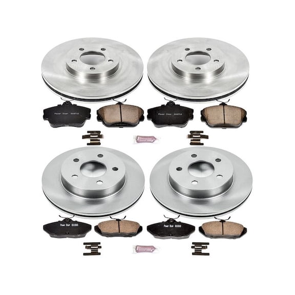 Front and Rear Brake Pad and Rotor Kit - Compatible with 1993 - 1998 Lincoln Mark VIII 1994 1995 1996 1997