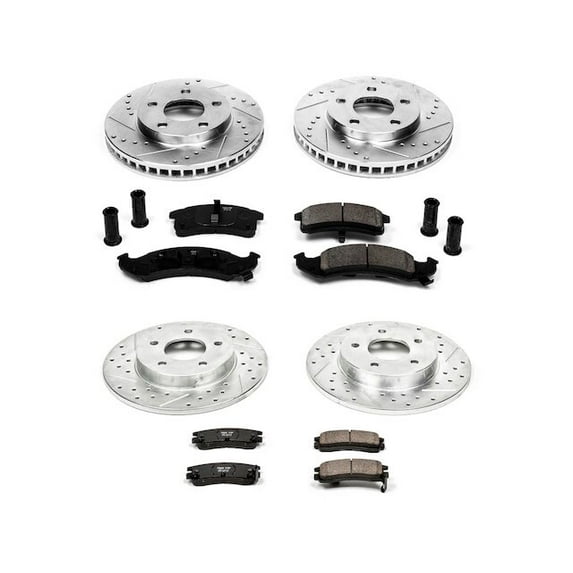 Front and Rear Brake Pad and Rotor Kit - Compatible with 1994 - 1996 Cadillac Seville - Power Stop