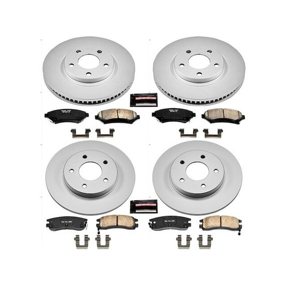 Front and Rear Brake Pad and Rotor Kit - Compatible with 1997 - 1999 Cadillac DeVille 1998