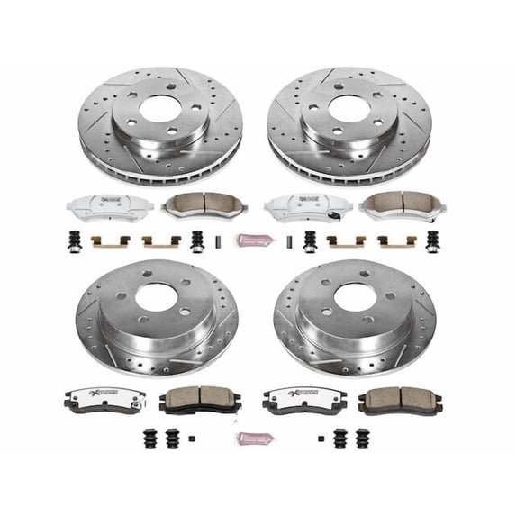 Front and Rear Brake Pad and Rotor Kit - Compatible with 1997 - 2003 Pontiac Grand Prix - Power Stop