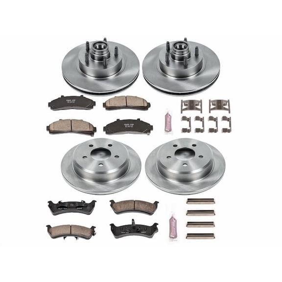 Front and Rear Brake Pad and Rotor Kit - Compatible with 1998 - 2002 Ford Ranger BATTERY EV EV/BEV - Power Stop