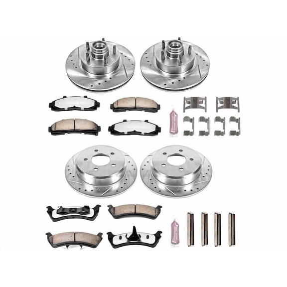 Front and Rear Brake Pad and Rotor Kit - Compatible with 1998 - 2002 Ford Ranger BATTERY EV EV/BEV - Power Stop