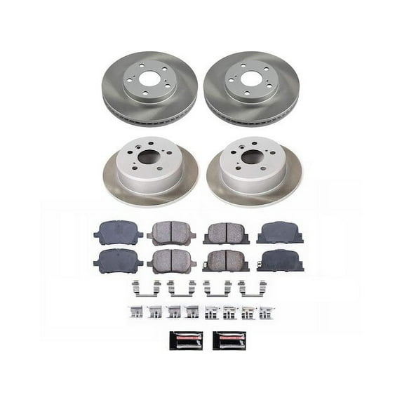Front and Rear Brake Pad and Rotor Kit - Compatible with 2000 - 2001 Lexus ES300 - Power Stop