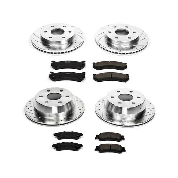 Front and Rear Brake Pad and Rotor Kit - Compatible with 2000 - 2002 GMC Yukon - Power Stop
