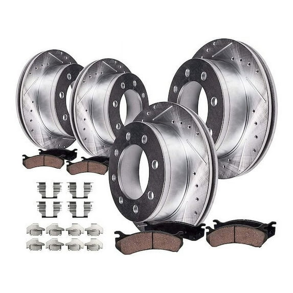 Front and Rear Brake Pad and Rotor Kit - Compatible with 2000 - 2004 Ford F-250 Super Duty 2001 2002 2003