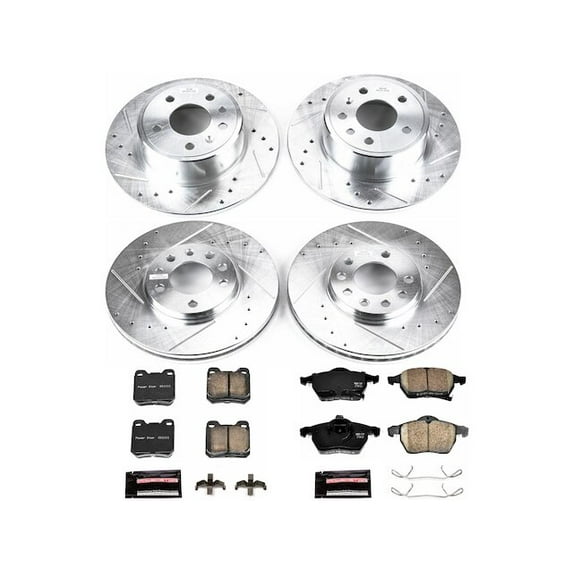 Front and Rear Brake Pad and Rotor Kit - Compatible with 2000 Saturn LS2 - Power Stop