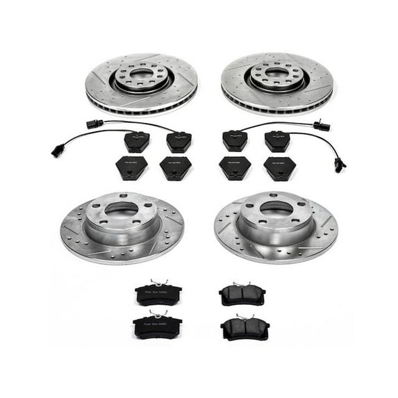 Front and Rear Brake Pad and Rotor Kit - Compatible with 2001 - 2005 Audi Allroad Quattro 2.7L V6 - Power Stop