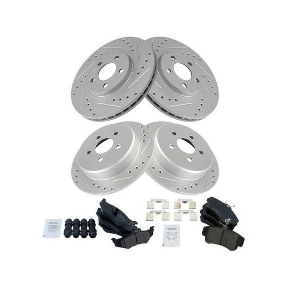 Front and Rear Brake Pad and Rotor Kit - Compatible with 2001 - 2010 Chrysler PT Cruiser Naturally Aspirated 2002 2003 2004 2005 2006 2007 2008 2009