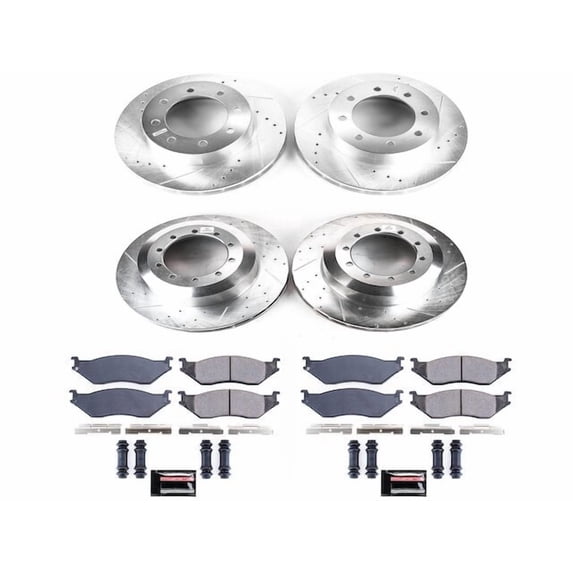 Front and Rear Brake Pad and Rotor Kit - Compatible with 2002 Ford E-550 Econoline Super Duty - Power Stop