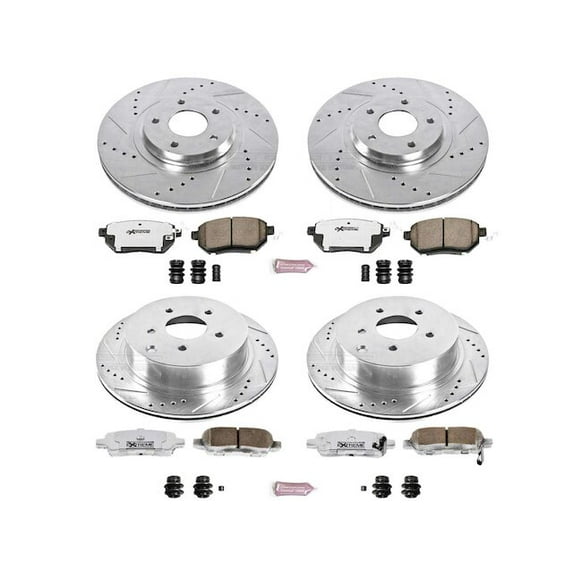 Front and Rear Brake Pad and Rotor Kit - Compatible with 2003 - 2005 INFINITI FX45 - Power Stop