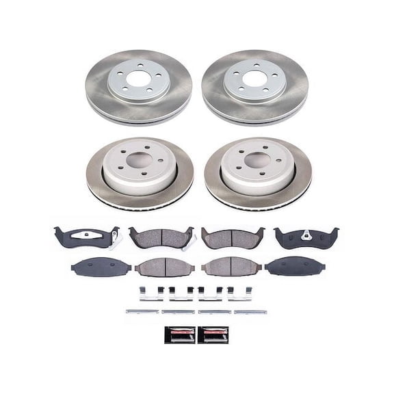 Front and Rear Brake Pad and Rotor Kit - Compatible with 2003 - 2011 Mercury Grand Marquis 2004 2005 2006 2007 2008 2009 2010