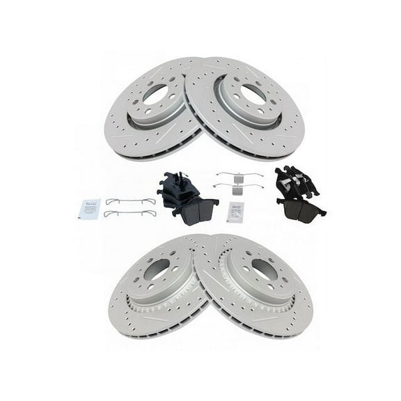 Front and Rear Brake Pad and Rotor Kit - Compatible with 2003 - 2014 Volvo XC90 2004 2005 2006 2007 2008 2009 2010 2011 2012 2013