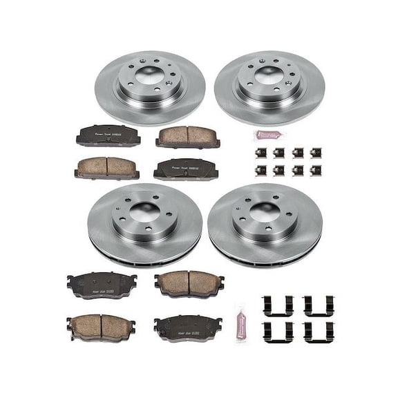 Front and Rear Brake Pad and Rotor Kit - Compatible with 2003 Mazda Protege Mazdaspeed - Power Stop