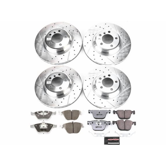 Front and Rear Brake Pad and Rotor Kit - Compatible with 2004 - 2005 BMW 760i - Power Stop