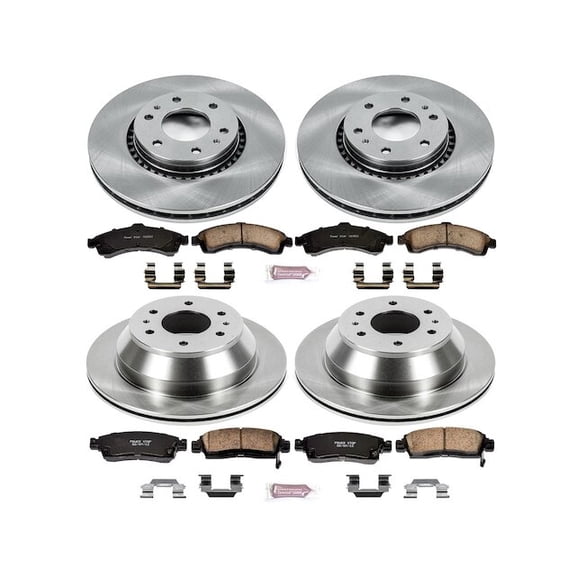 Front and Rear Brake Pad and Rotor Kit - Compatible with 2004 - 2005 Buick Rainier 5.3L V8 - Power Stop