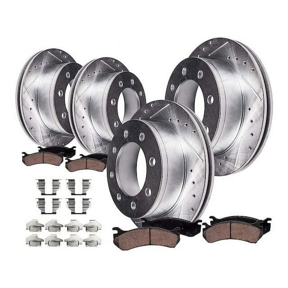 Front and Rear Brake Pad and Rotor Kit - Compatible with 2004 - 2006 GMC Sierra 3500 2005