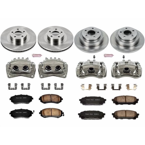 Front and Rear Brake Pad and Rotor Kit - Compatible with 2005 - 2006 Saab 9-2X Aero - Power Stop