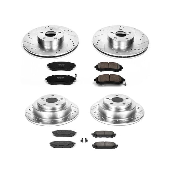 Front and Rear Brake Pad and Rotor Kit - Compatible with 2005 - 2006 Saab 9-2X Aero - Power Stop