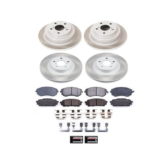 Front and Rear Brake Pad and Rotor Kit - Compatible with 2005 - 2006 Saab 9-2X Aero - Power Stop