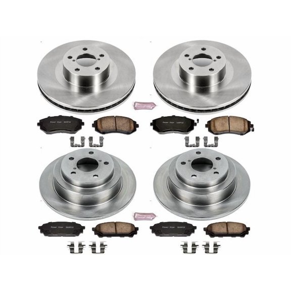 Front and Rear Brake Pad and Rotor Kit - Compatible with 2005 - 2006 Saab 9-2X Aero - Power Stop