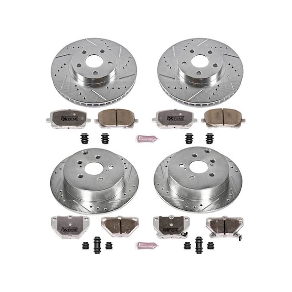 Front and Rear Brake Pad and Rotor Kit - Compatible with 2005 - 2006 Toyota Corolla