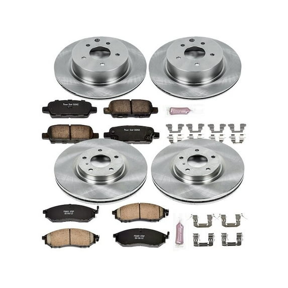 Front and Rear Brake Pad and Rotor Kit - Compatible with 2005 - 2008 INFINITI G35 Coupe - Power Stop