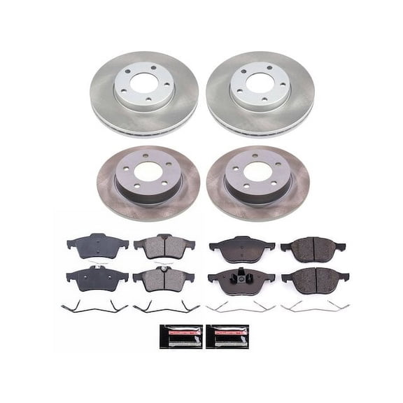 Front and Rear Brake Pad and Rotor Kit - Compatible with 2006 - 2013 Mazda 3 i 2.0L 4-Cylinder - Power Stop