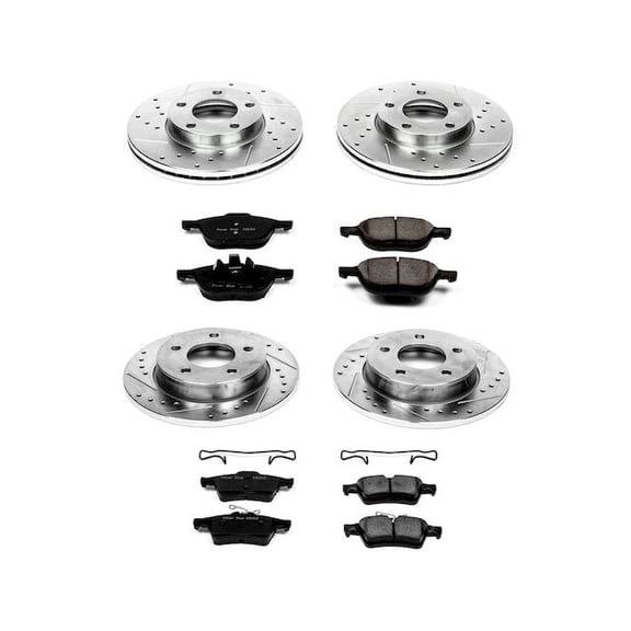 Front and Rear Brake Pad and Rotor Kit - Compatible with 2006 - 2013 Mazda 3 i 2.0L 4-Cylinder 2007 2008 2009 2010 2011 2012