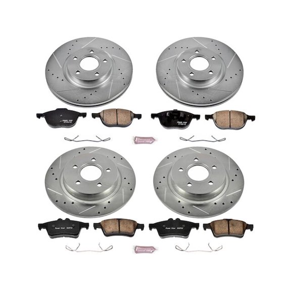 Front and Rear Brake Pad and Rotor Kit - Compatible with 2006 - 2013 Volvo C70 2007 2008 2009 2010 2011 2012