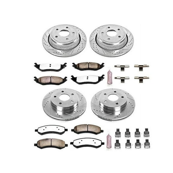 Front and Rear Brake Pad and Rotor Kit - Compatible with 2007 - 2009 Chrysler Aspen 2008