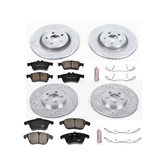 Front and Rear Brake Pad and Rotor Kit - Compatible with 2007 - 2009 Jaguar XK 2008