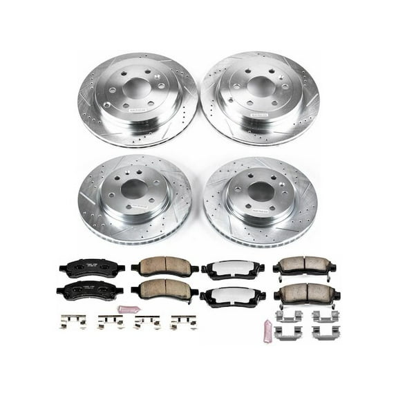 Front and Rear Brake Pad and Rotor Kit - Compatible with 2007 - 2010 Saturn Outlook - Power Stop