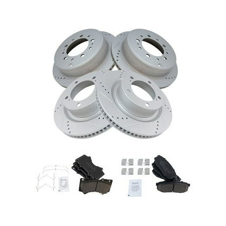Front and Rear Brake Pad and Rotor Kit - Compatible with 2007 - 2021 Toyota Tundra 2008 2009 2010 2011 2012 2013 2014 2015 2016 2017 2018 2019 2020