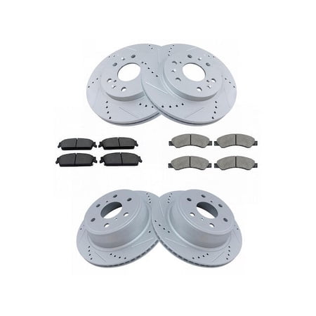 Front and Rear Brake Pad and Rotor Kit - Compatible with 2007 Chevy Avalanche