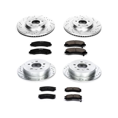 Front and Rear Brake Pad and Rotor Kit - Compatible with 2008 - 2009 Buick LaCrosse 5.3L V8 - Power Stop