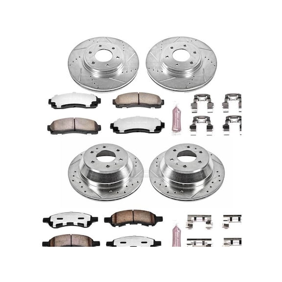 Front and Rear Brake Pad and Rotor Kit - Compatible with 2008 - 2009 Saab 9-7x Aero - Power Stop