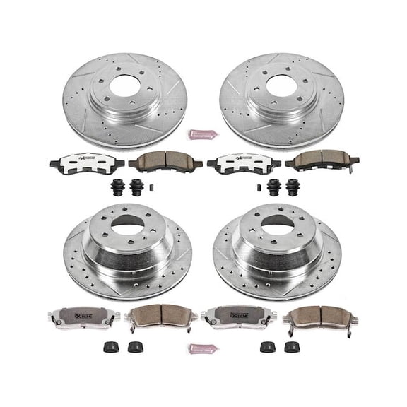 Front and Rear Brake Pad and Rotor Kit - Compatible with 2008 - 2009 Saab 9-7x Aero - Power Stop