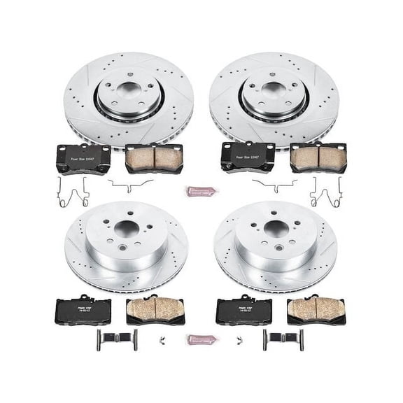 Front and Rear Brake Pad and Rotor Kit - Compatible with 2008 Lexus GS460 - Power Stop