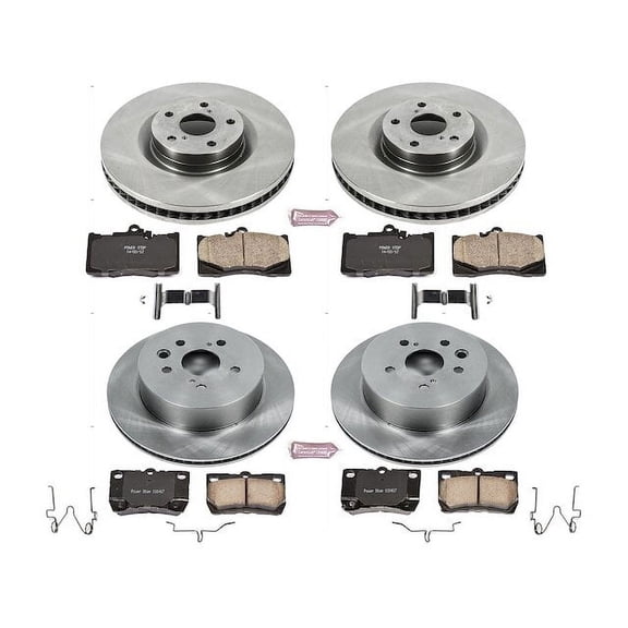 Front and Rear Brake Pad and Rotor Kit - Compatible with 2009 - 2011 Lexus GS460 - Power Stop