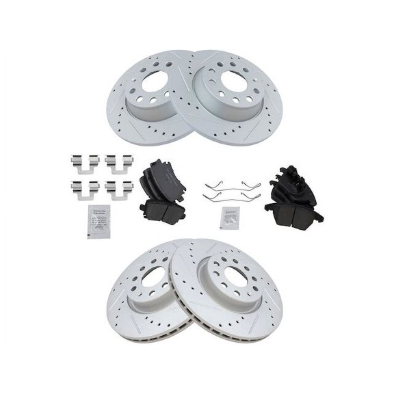 Front and Rear Brake Pad and Rotor Kit - Compatible with 2009 - 2016 Volkswagen CC 2010 2011 2012 2013 2014 2015
