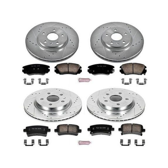 Front and Rear Brake Pad and Rotor Kit - Compatible with 2010 - 2011 Saab 9-5 - Power Stop