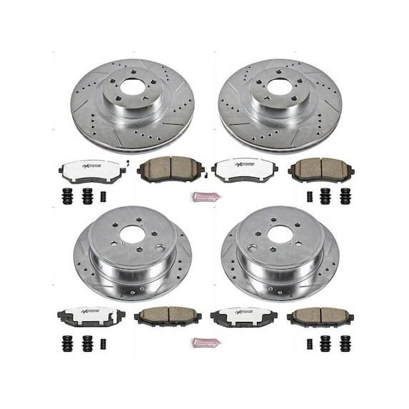 Front and Rear Brake Pad and Rotor Kit - Compatible with 2010 - 2012 Subaru Legacy - Power Stop