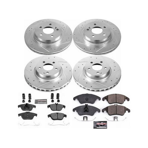 Front and Rear Brake Pad and Rotor Kit - Compatible with 2010 - 2014 Mercedes-Benz E350 - Power Stop