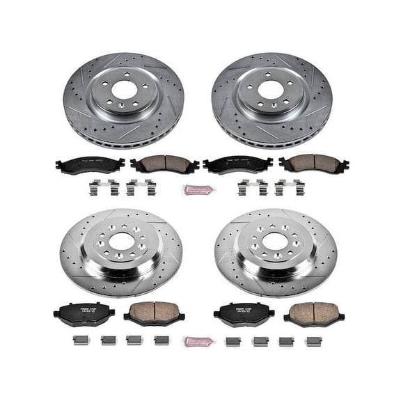 Front and Rear Brake Pad and Rotor Kit - Compatible with 2010 Ford Taurus SHO - Power Stop
