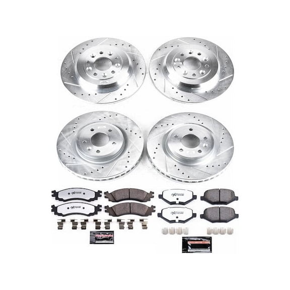 Front and Rear Brake Pad and Rotor Kit - Compatible with 2010 Ford Taurus SHO - Power Stop