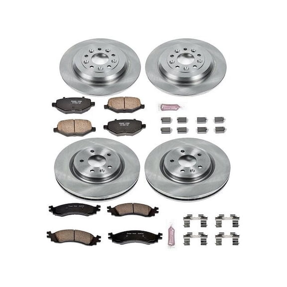 Front and Rear Brake Pad and Rotor Kit - Compatible with 2010 Ford Taurus SHO - Power Stop