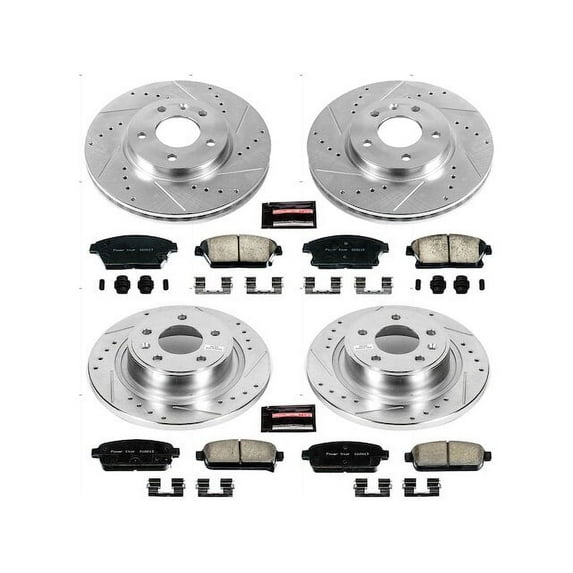 Front and Rear Brake Pad and Rotor Kit - Compatible with 2011 - 2015 Chevrolet Volt - Power Stop
