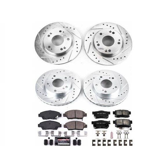 Front and Rear Brake Pad and Rotor Kit - Compatible with 2011 - 2015 Honda CR-Z - Power Stop