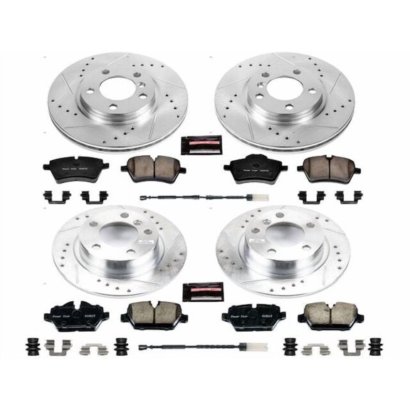 Front and Rear Brake Pad and Rotor Kit - Compatible with 2011 - 2016 Mini Cooper Countryman - Power Stop