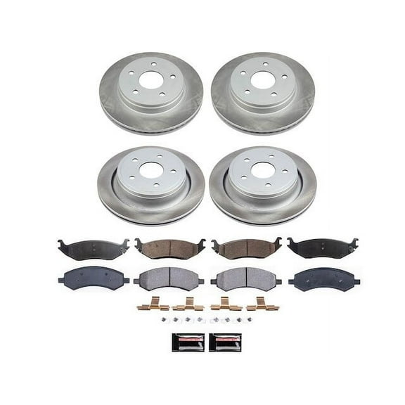 Front and Rear Brake Pad and Rotor Kit - Compatible with 2011 - 2018 Ram 1500 - Power Stop
